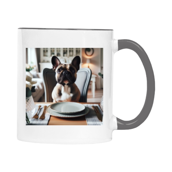 Hrnek malý barevný s potiskem Hladový buldoček