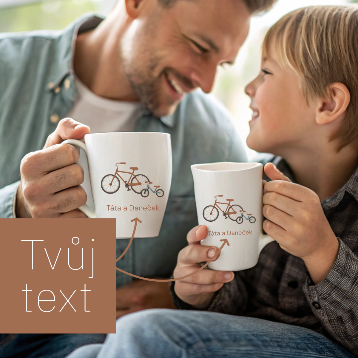 Hrnek velký bílý s potiskem Párové hrnky CYKLO větší